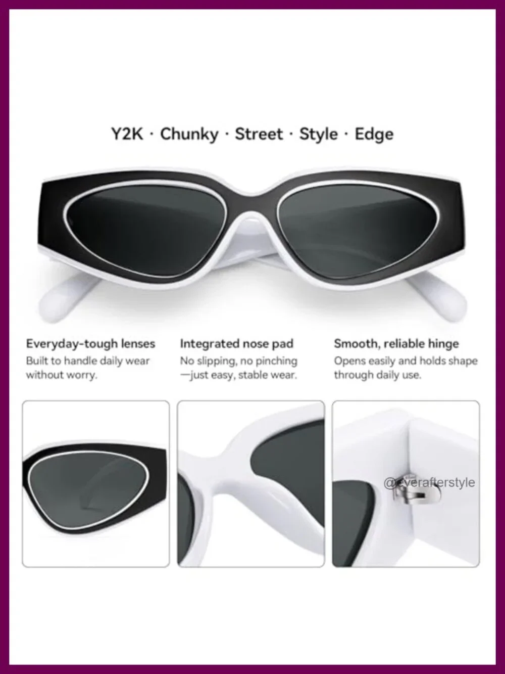 Oversized Cat Eye Sunglasses for Women 90s Retro Shades with UV Protection